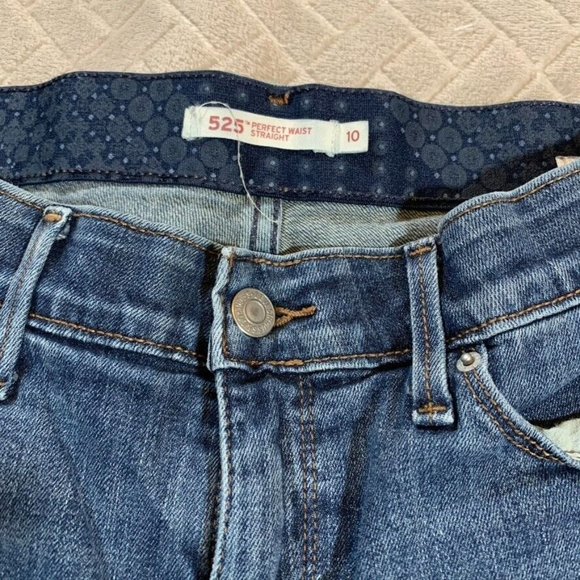 Levis Womens 10 Denim Jeans Blue 525 Perfect Waist Straight Mid Rise Stretch - Picture 5 of 13
